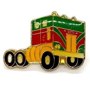 Semi trucker hat pin, jacket pin, lapel pin, lit pin, backpack pin‎ 80's